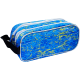 Penar școlar, 2 compartimente, neechipat, textil, model artist, albastru, 21x10x7.5 cm